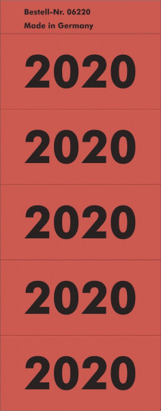 Inhaltsschild 2020 - selbstklebend, 100 Stück, rot
