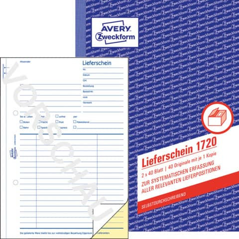 Zweckform 1720 Lieferschein A5, SD, 2x40 Blatt
