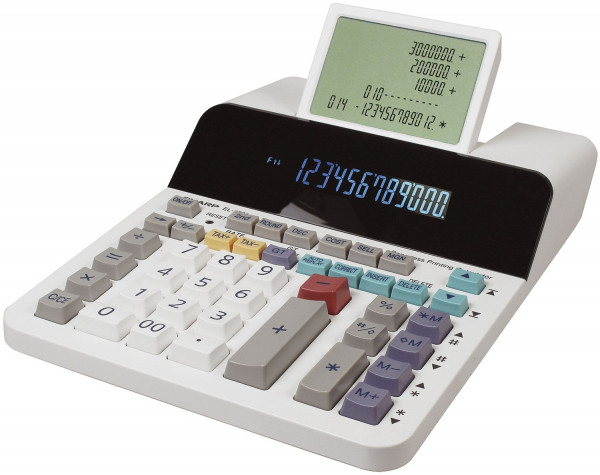 SHARP Tischrechner EL-1901, 12-stellig, druckend, 193 x 66 x 254, grau