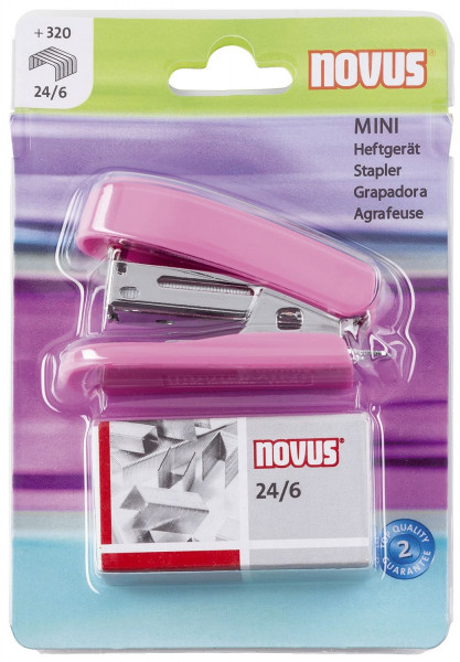 Novus® Minihefter + Klammern - 12 Blatt, pink