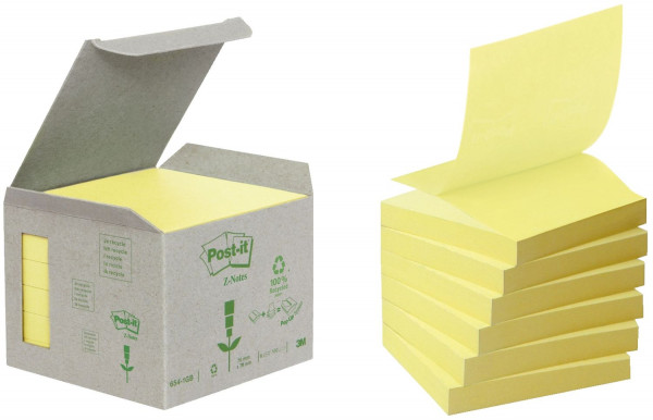 Post-it Recycling Z-Notes 76x76 mm, pastellgelb