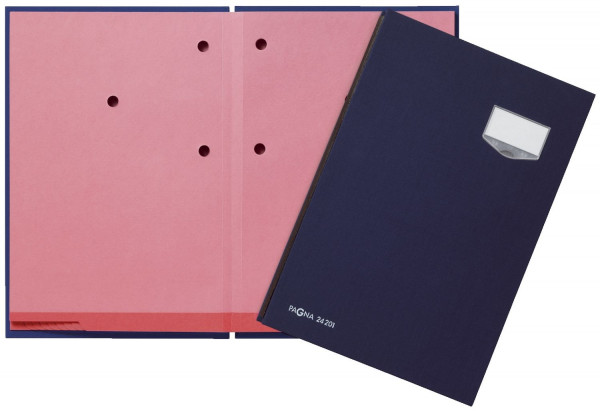Pagna® Unterschriftsmappe blau DE LUXE - Leinen-Einband, mit 20 Fächern,