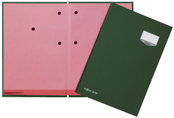 Pagna® Unterschriftsmappe grün DE LUXE - Leinen-Einband, mit 20 Fächern